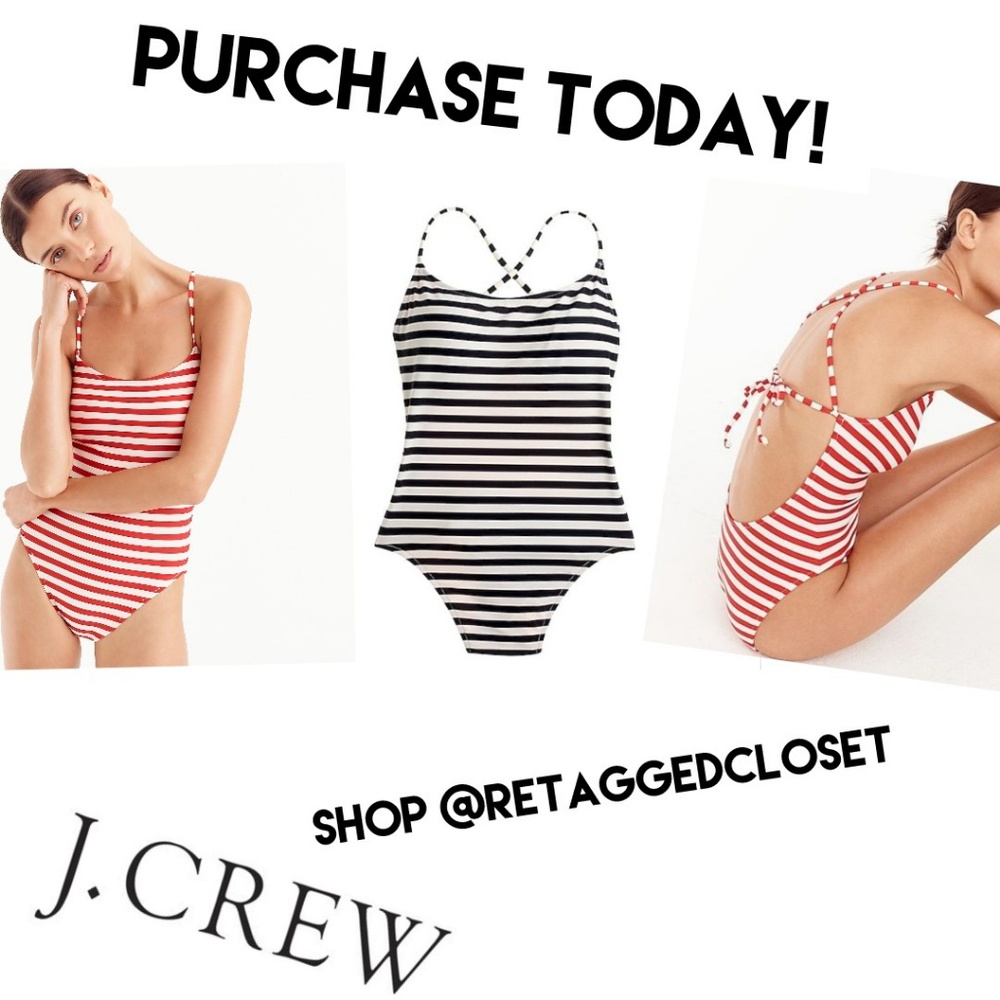 J. Crew Tie Back Classic Stripe Swimsuit